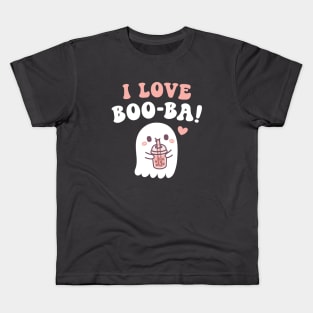 Cute Ghost I Love BOOba Boba Tea Funny Kids T-Shirt